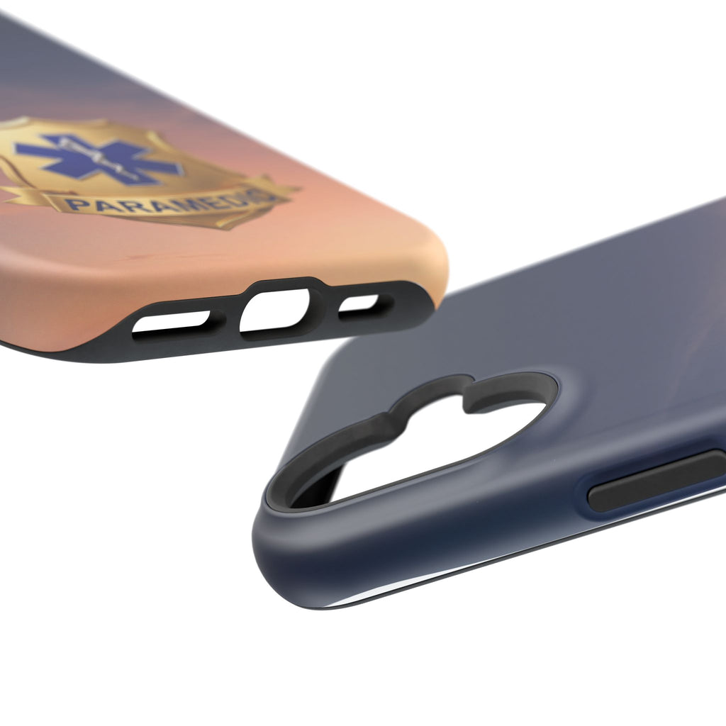 Gold Paramedic Badge Sunset Sky Phone Case — Magnetic Wireless Charging Cover