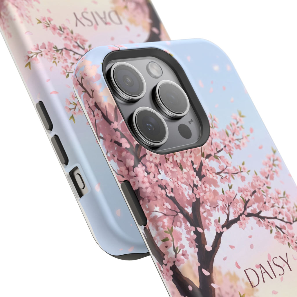 Personalized Dachshund Cherry Blossom Phone Case — Wireless Charging Cover