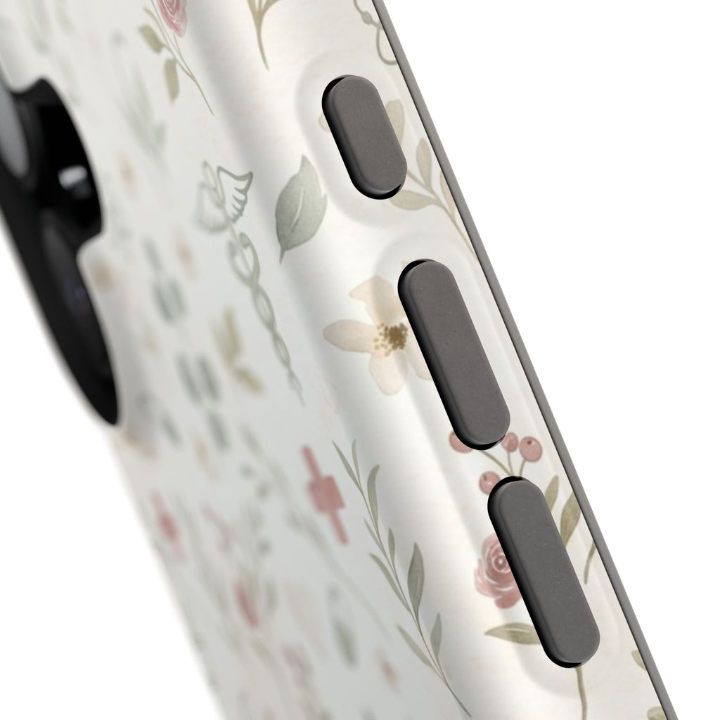 Floral Nurse Phone Case — Impact-Resistant Wireless Charging Cover
