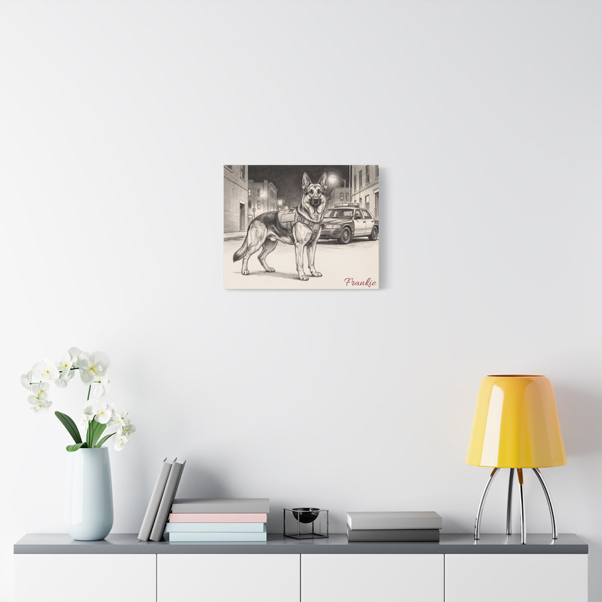 German Shepherd Personalized Canvas | K9 Police Dog Sketch Wall Art