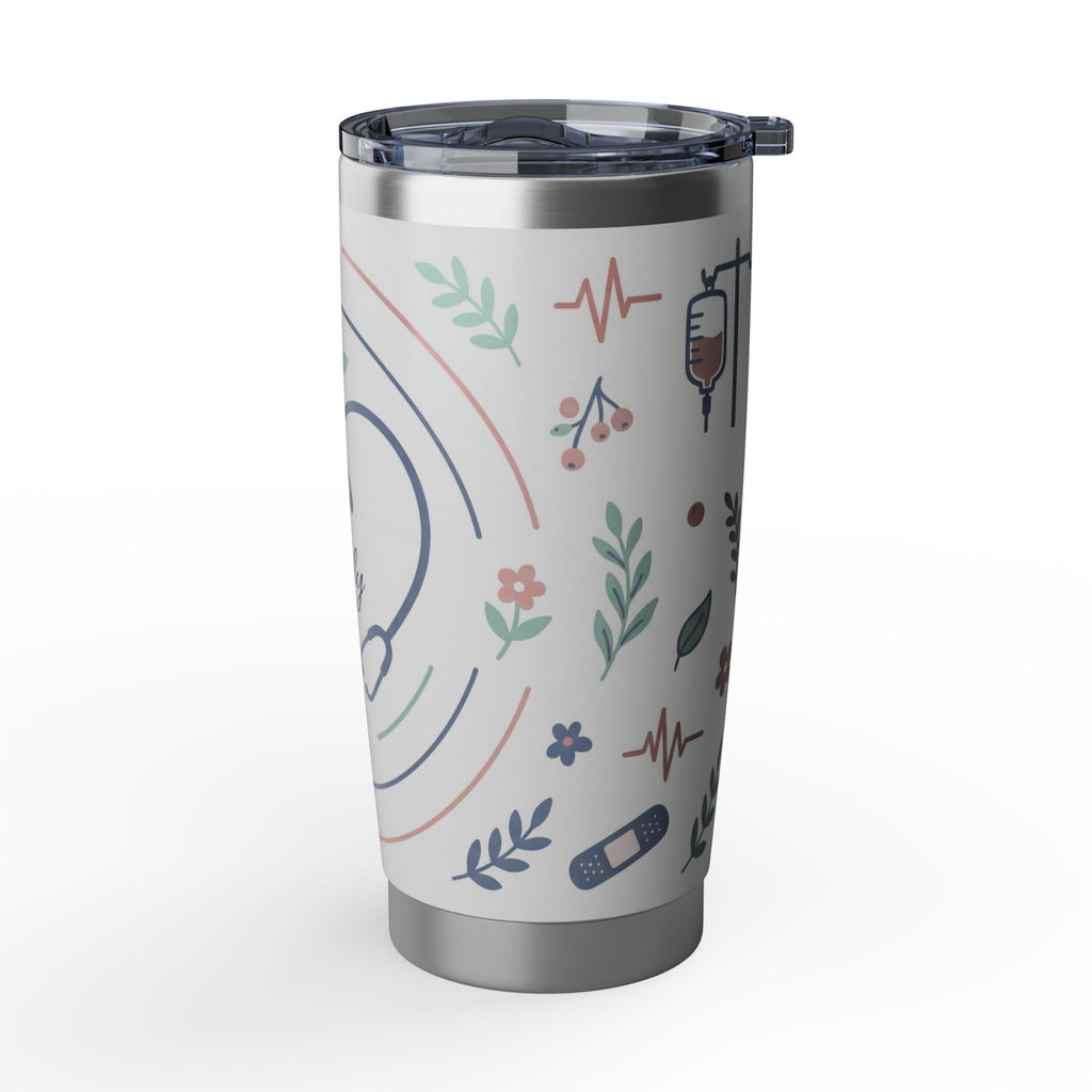 Personalized Nurse Tumbler – Custom Name Heart Stethoscope Design 20 oz