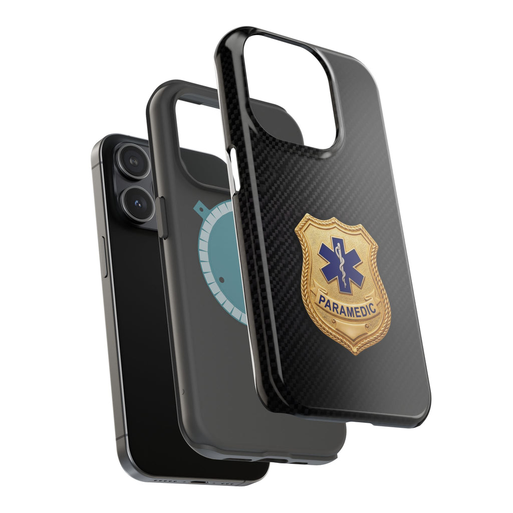 Gold Paramedic Badge Black Phone Case — Magnetic Wireless Charging Cover