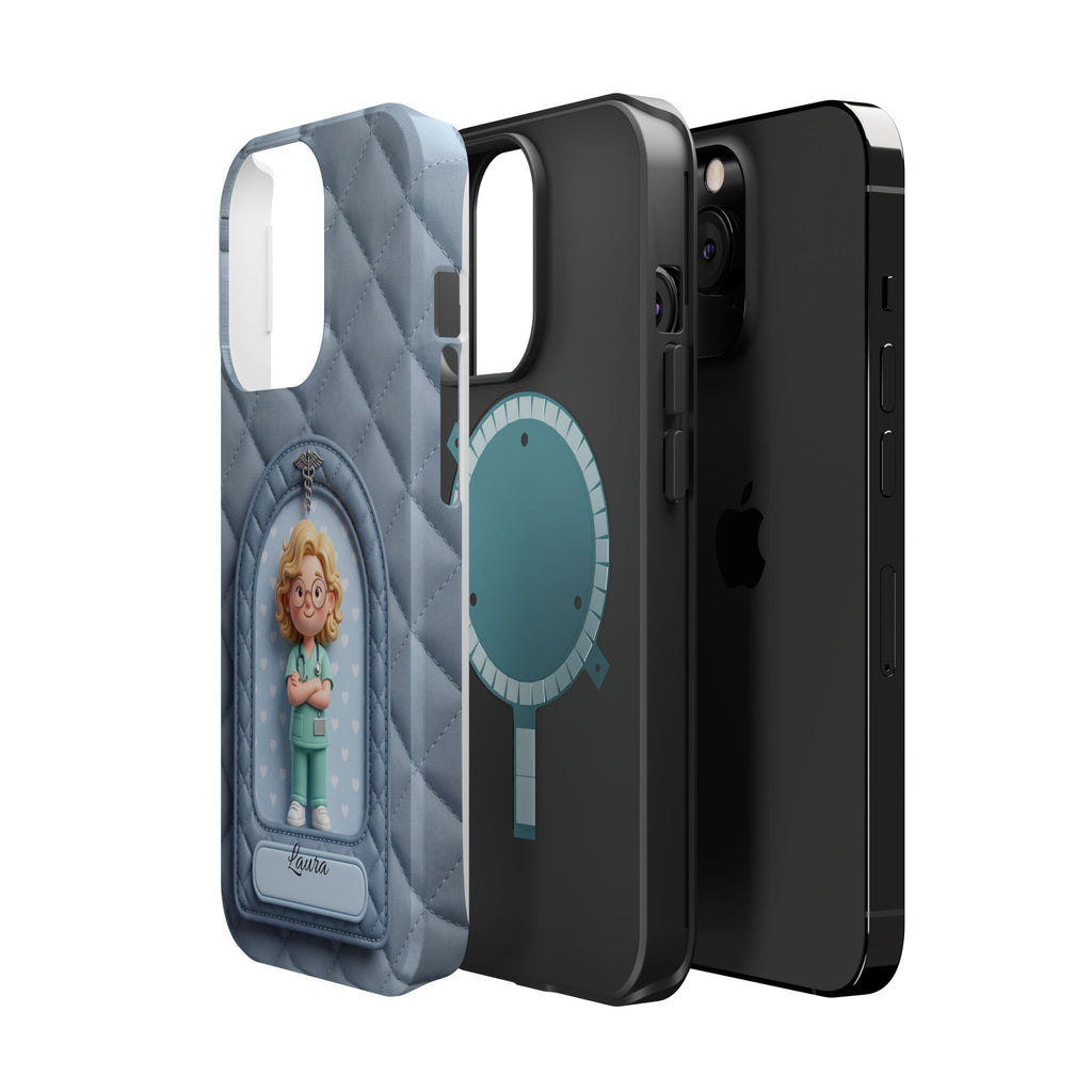 Personalized Quilted Nurse Phone Case — Wireless Charging Cover