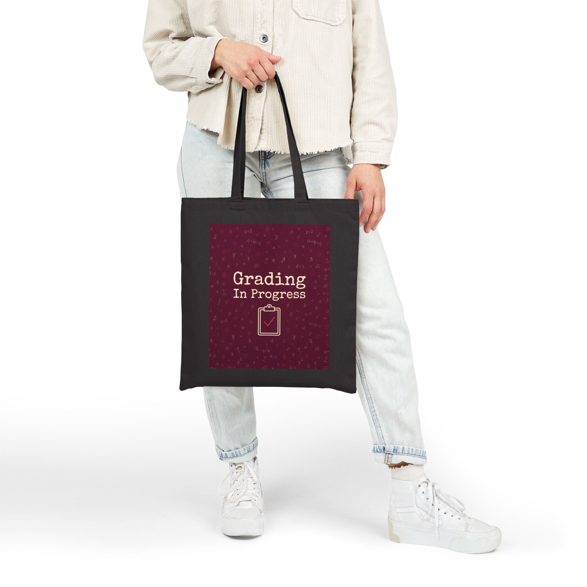 Grading In Progress - Teacher Tote Bag — Teacher Canvas Tote, Funny Teacher Gift for Graders