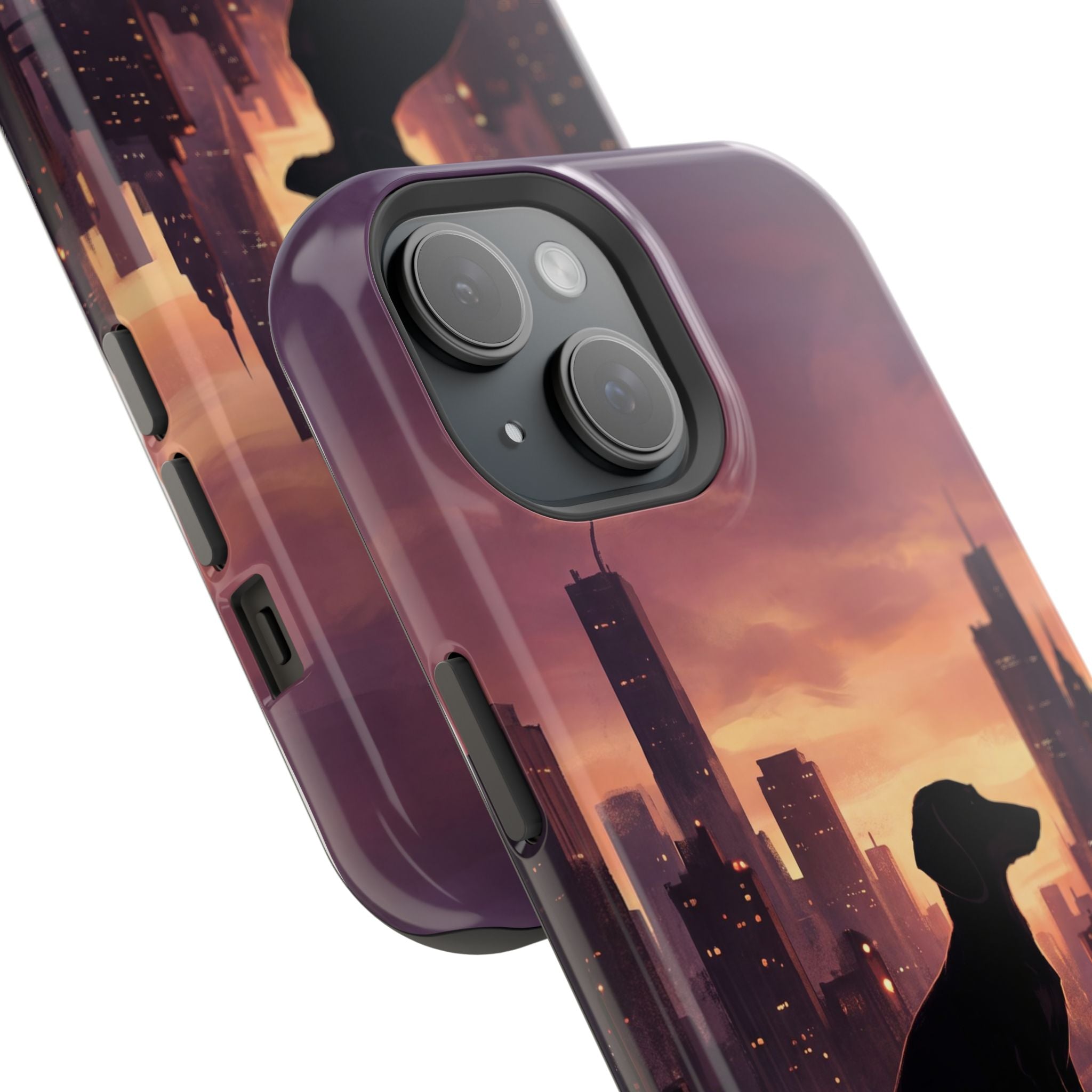 Personalized Dachshund City Skyline Phone Case — Wireless Charging Cover