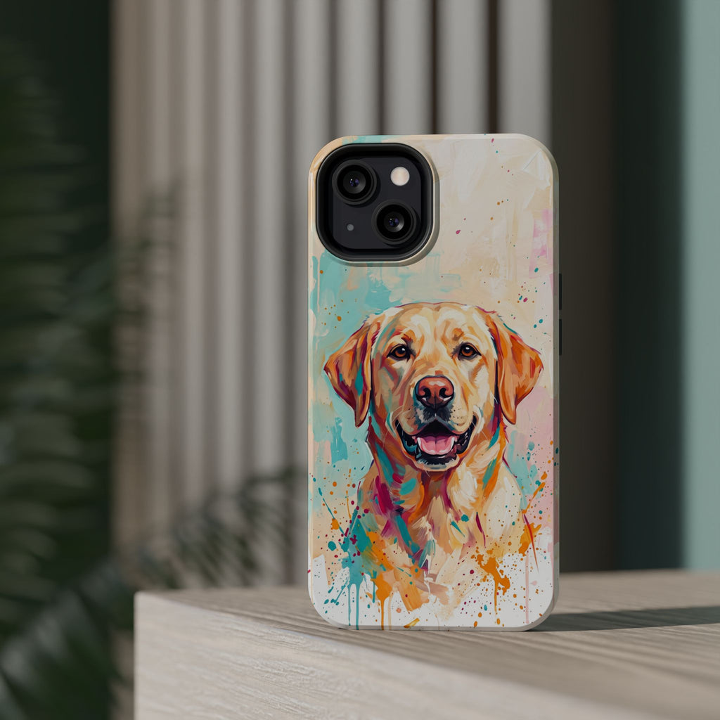 Yellow Labrador Colour Splash Phone Case — Tough Magnetic Case with Wireless Charging