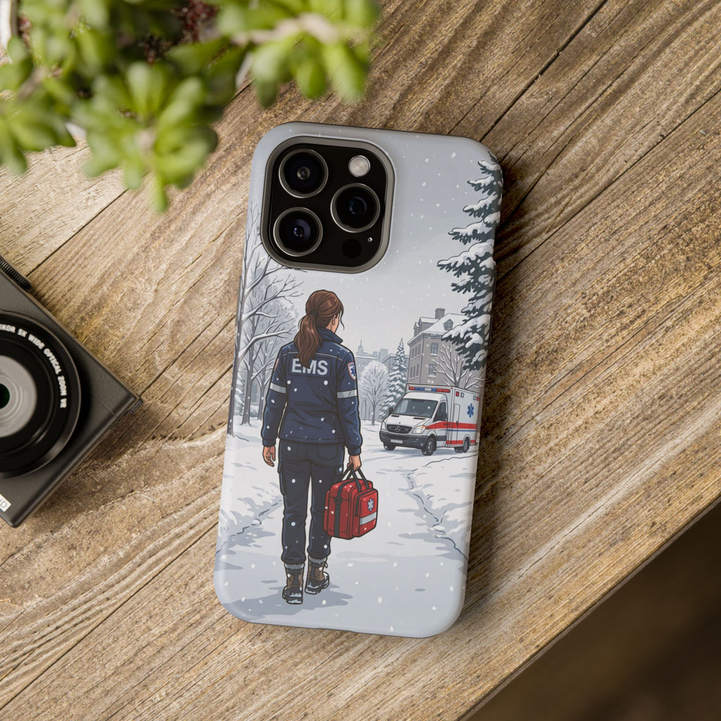 Paramedic/EMT Winter Phone Case — Magnetic Wireless Charging Cover