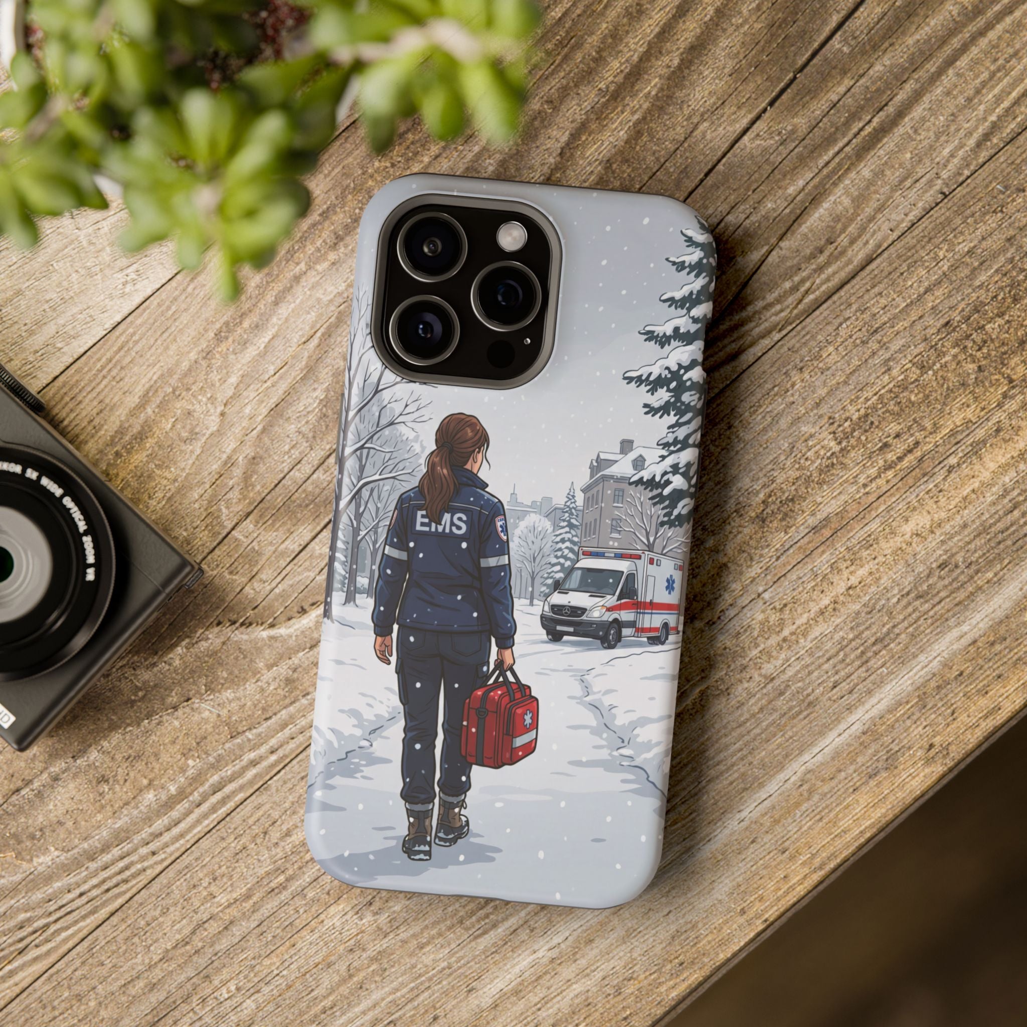 Paramedic/EMT Winter Phone Case — Magnetic Wireless Charging Cover