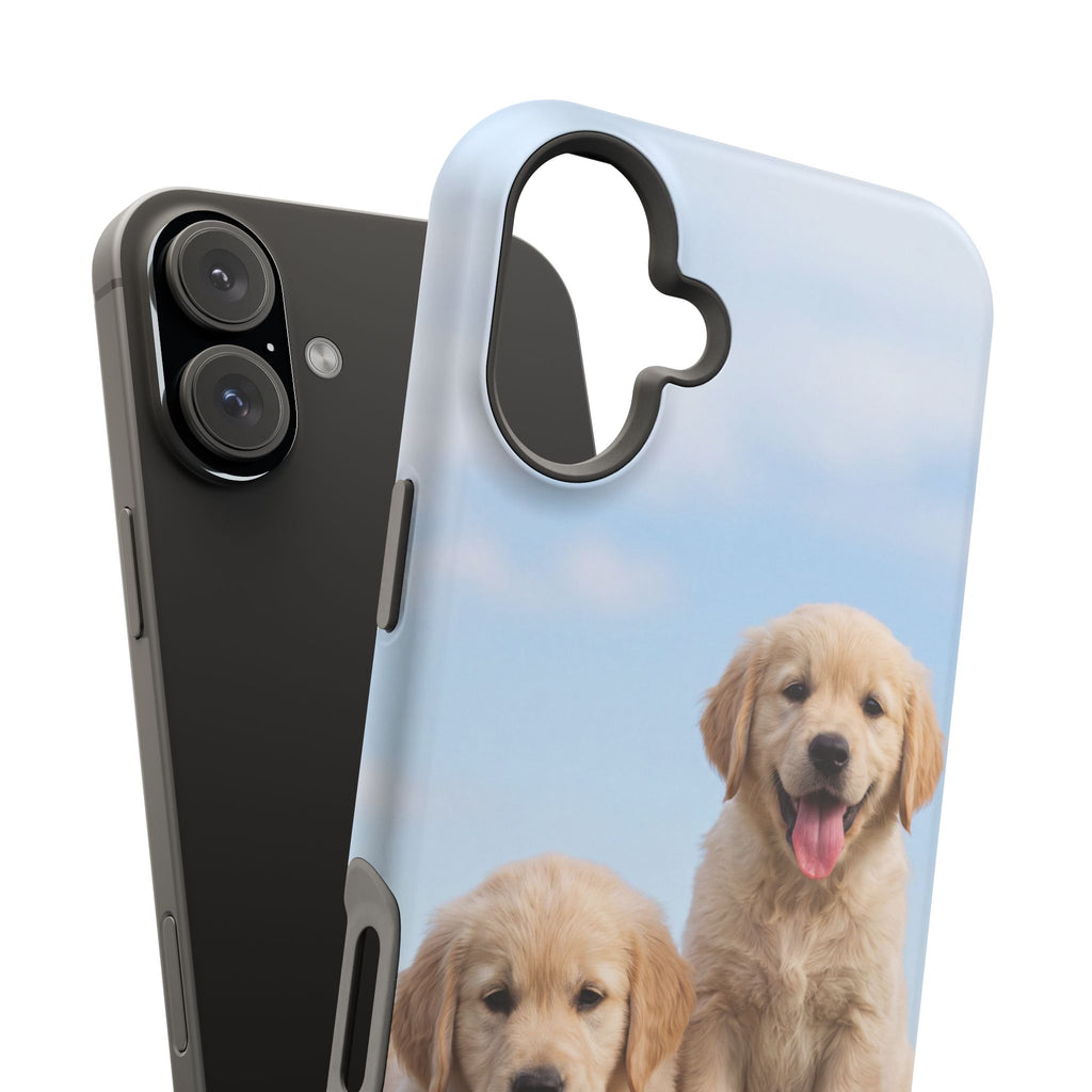 Golden Retriever Puppy Duo Phone Case — Impact-Resistant Wireless Charging Cover