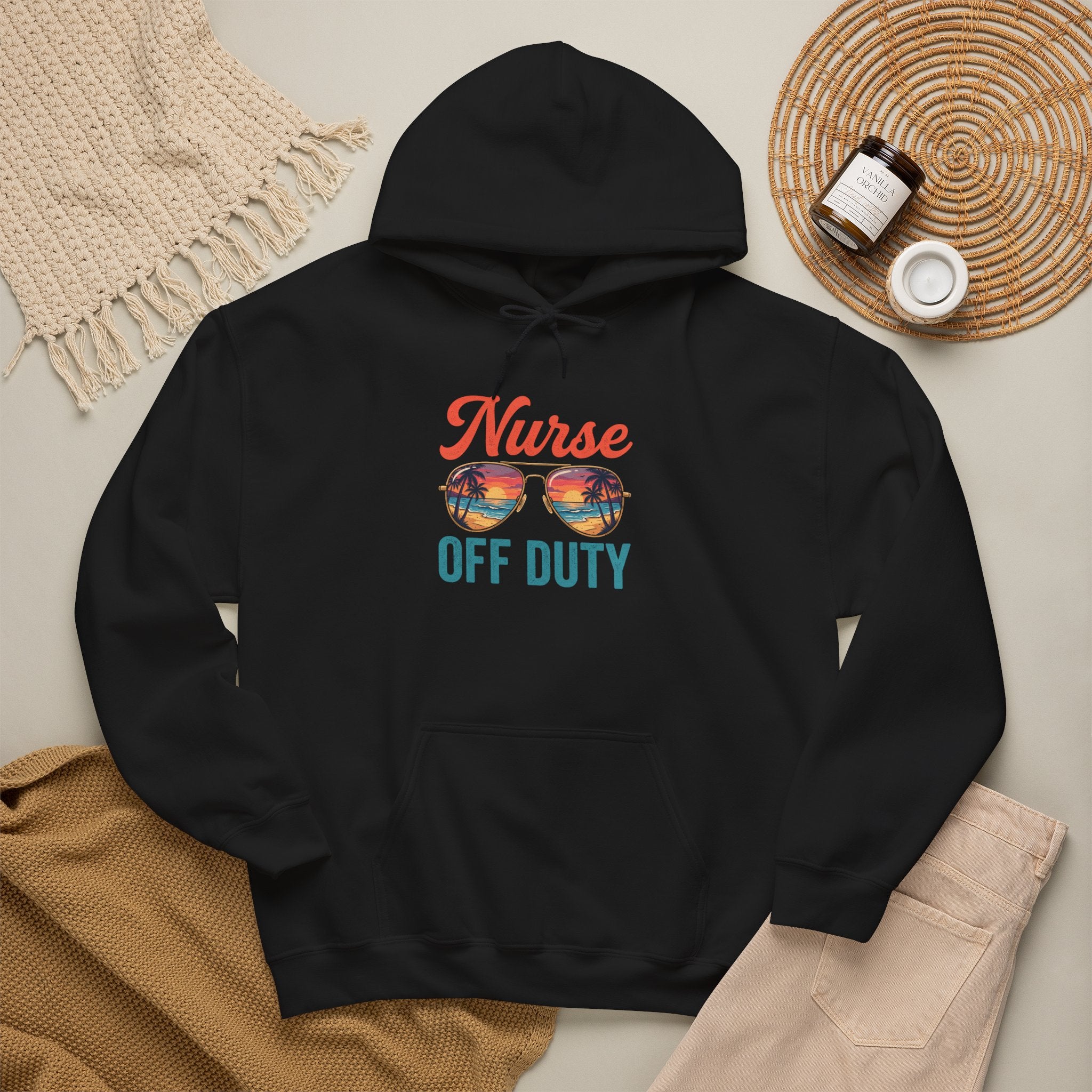 Nurse Off Duty Hoodie — Beach Vacation Nurse Graphic Pullover