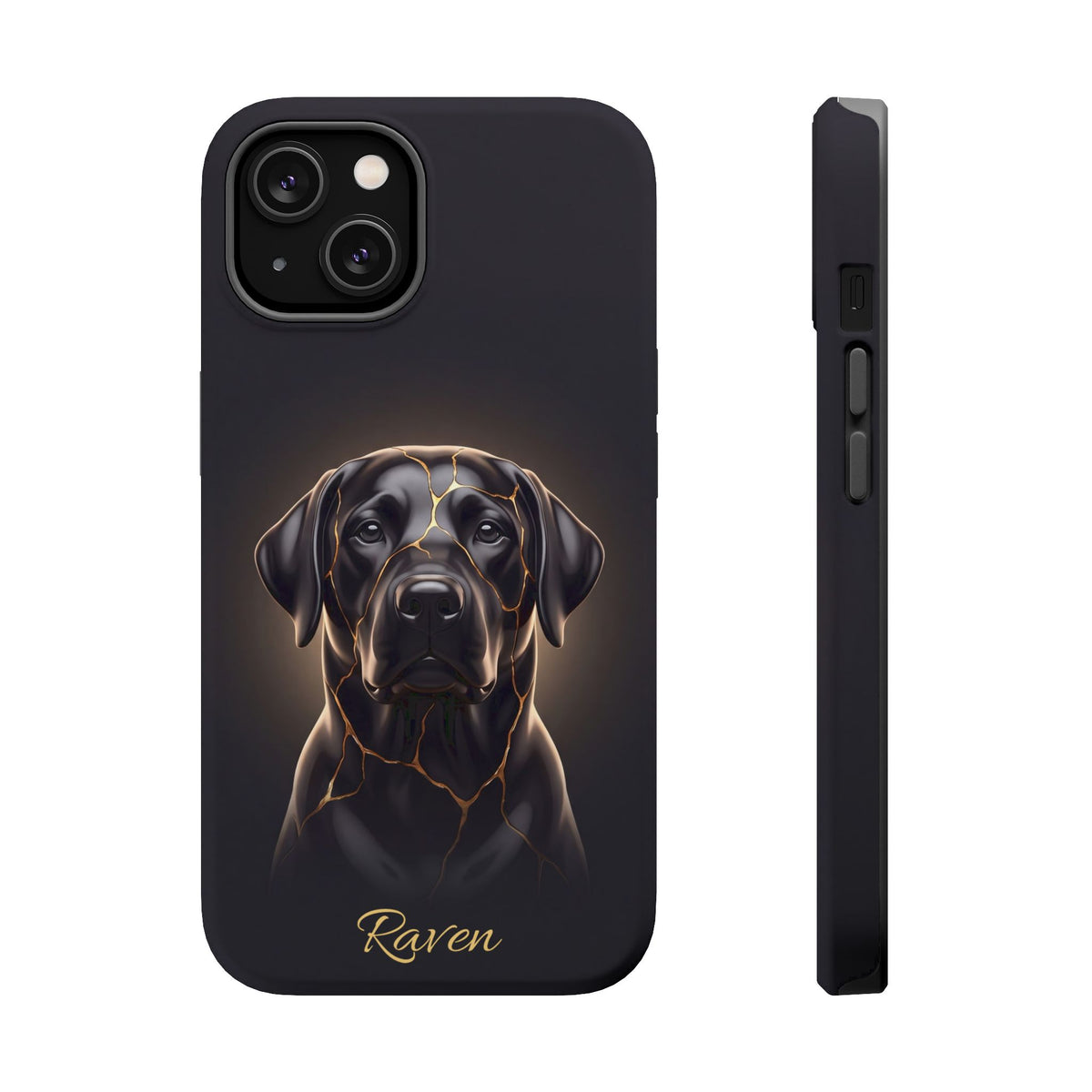 Personalized Obsidian Kintsugi Labrador Phone Case — Tough Magnetic Case with Wireless Charging