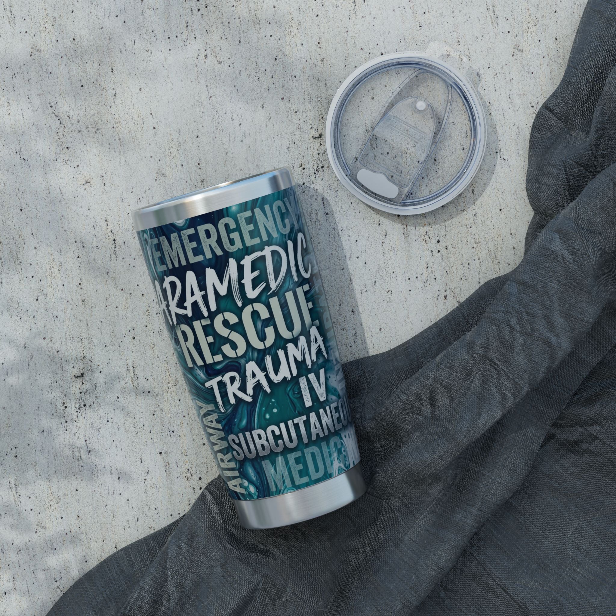 Paramedic/EMT 20oz Tumbler – Teal Marble Emergency Medical Terms Design