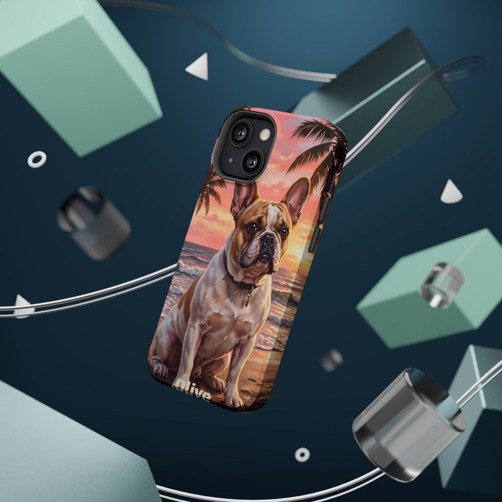 Personalized French Bulldog Beach Portrait Phone Case — Wireless Charging Cover