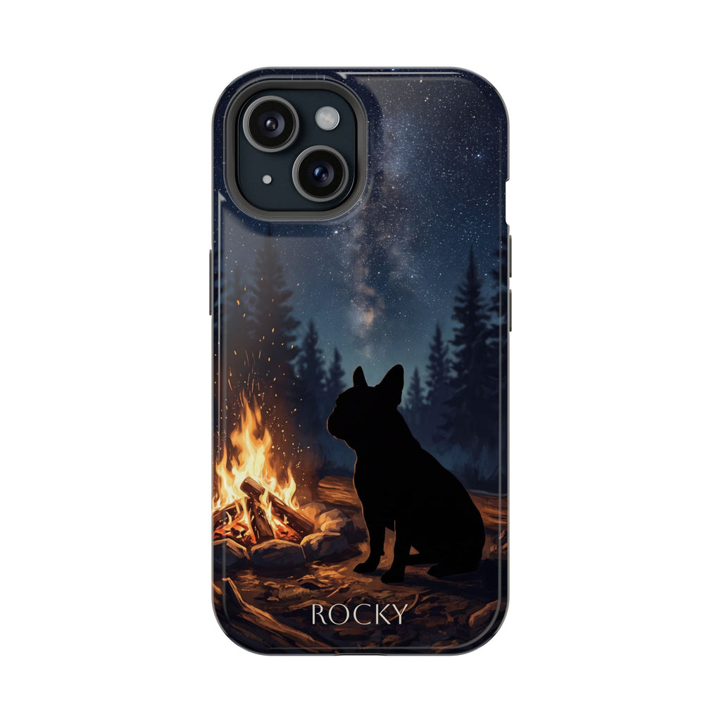 Personalized French Bulldog Campfire Phone Case — Wireless Charging Cover
