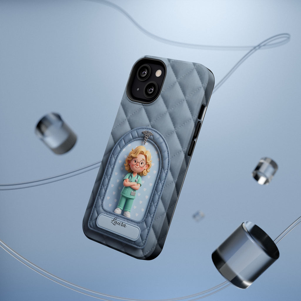 Personalized Quilted Nurse Phone Case — Wireless Charging Cover