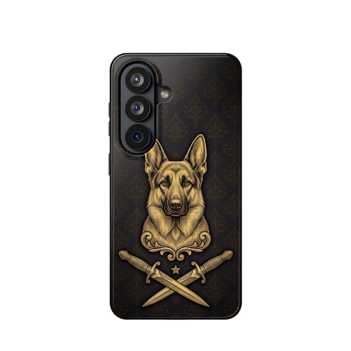 German Shepherd Phone Case | Gold Heraldic Crest Art — Tough Magnetic Case with Wireless Charging