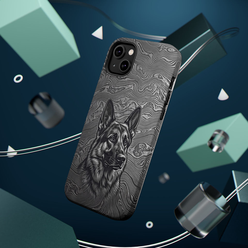 German Shepherd Phone Case | Damascus Art — Tough Magnetic Case with Wireless Charging