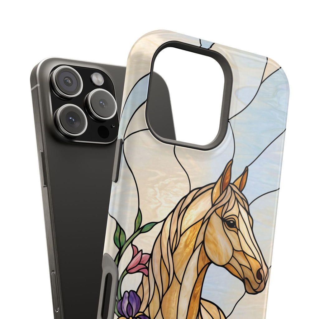 Floral Stained Glass Horse Phone Case — Tough Magnetic Case with Wireless Charging