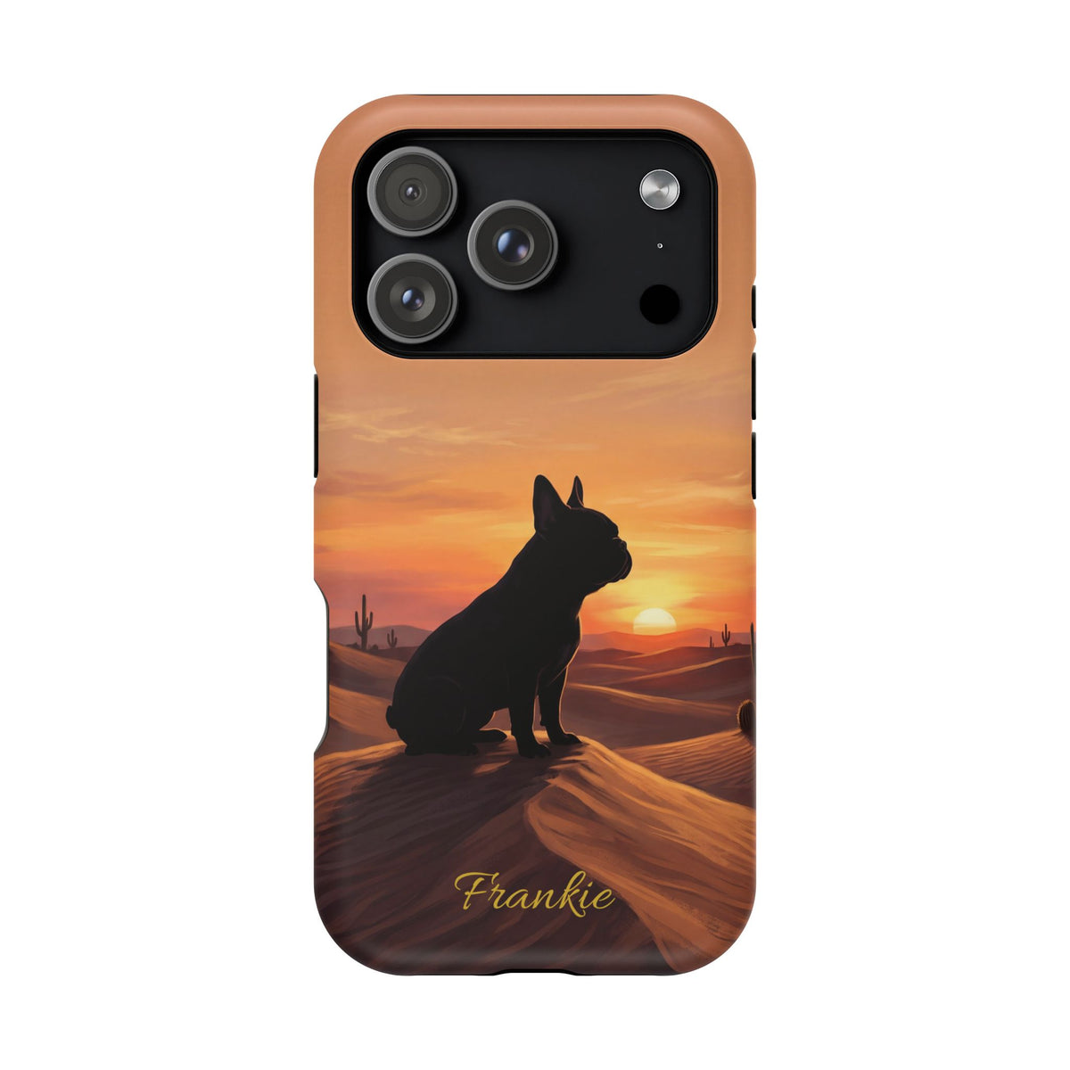Personalized French Bulldog Desert Sunset Phone Case — Wireless Charging Cover