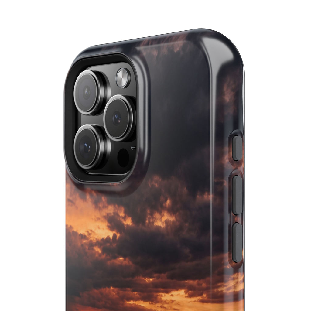 Sunset Paw Print Phone Case — Impact-Resistant Wireless Charging Cover