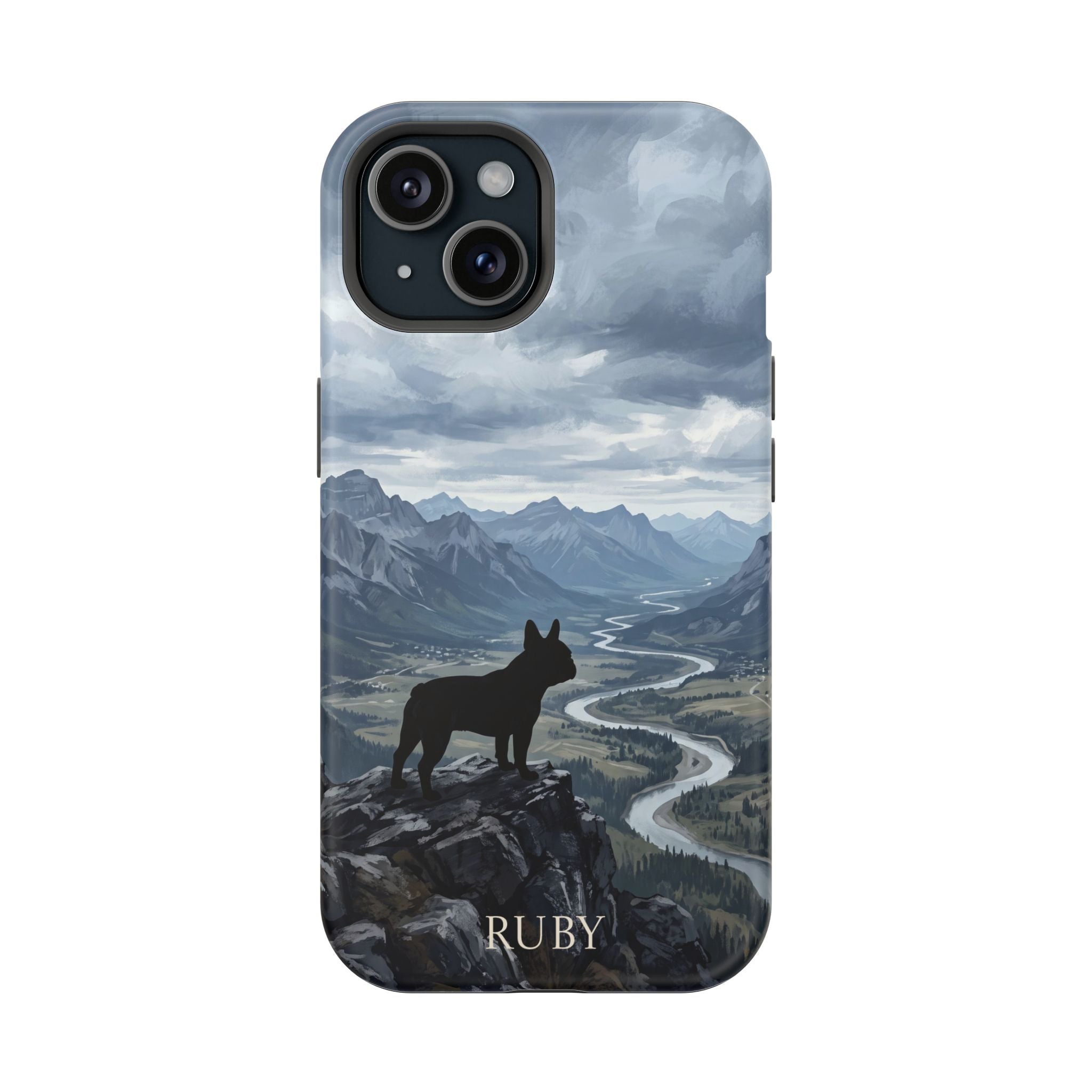 Personalized French Bulldog Mountain Valley Phone Case — Wireless Charging Cover