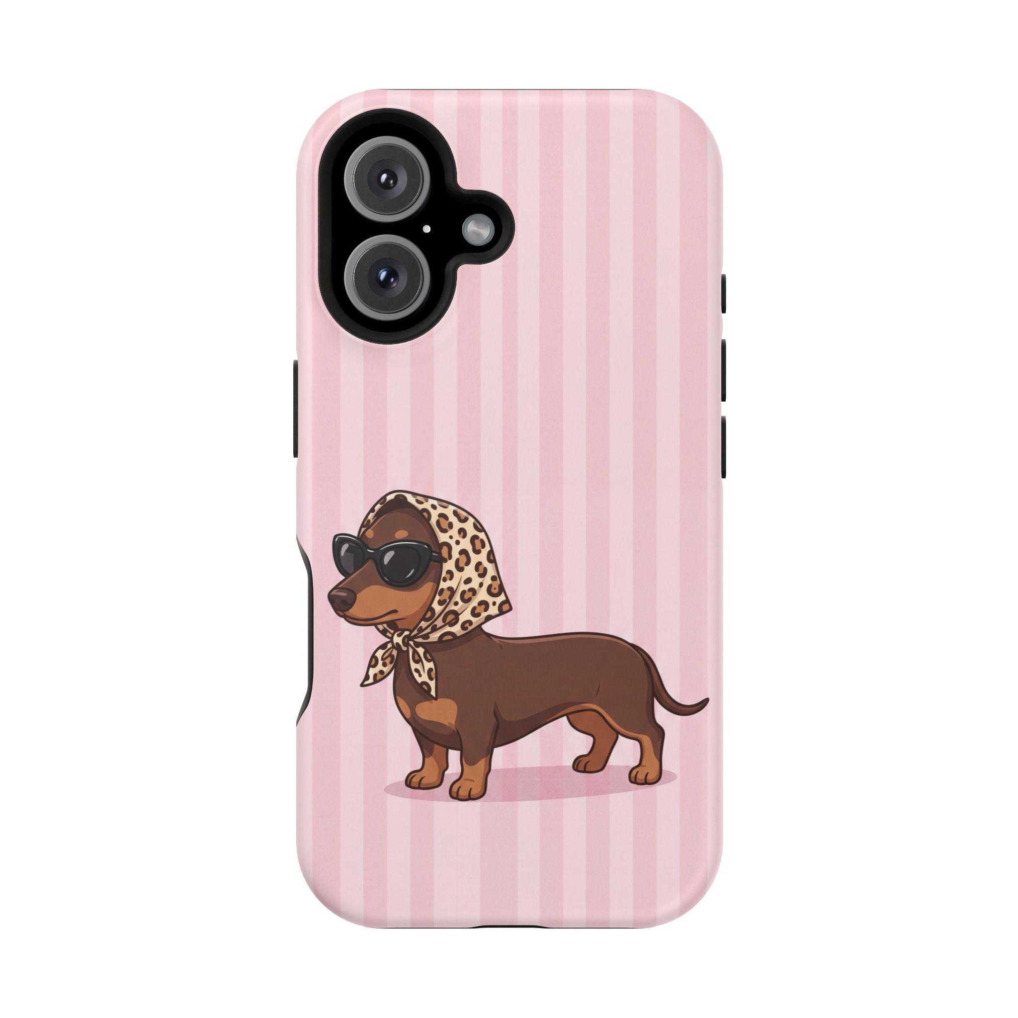 Preppy Dachshund Phone Case — Impact-Resistant Wireless Charging Cover