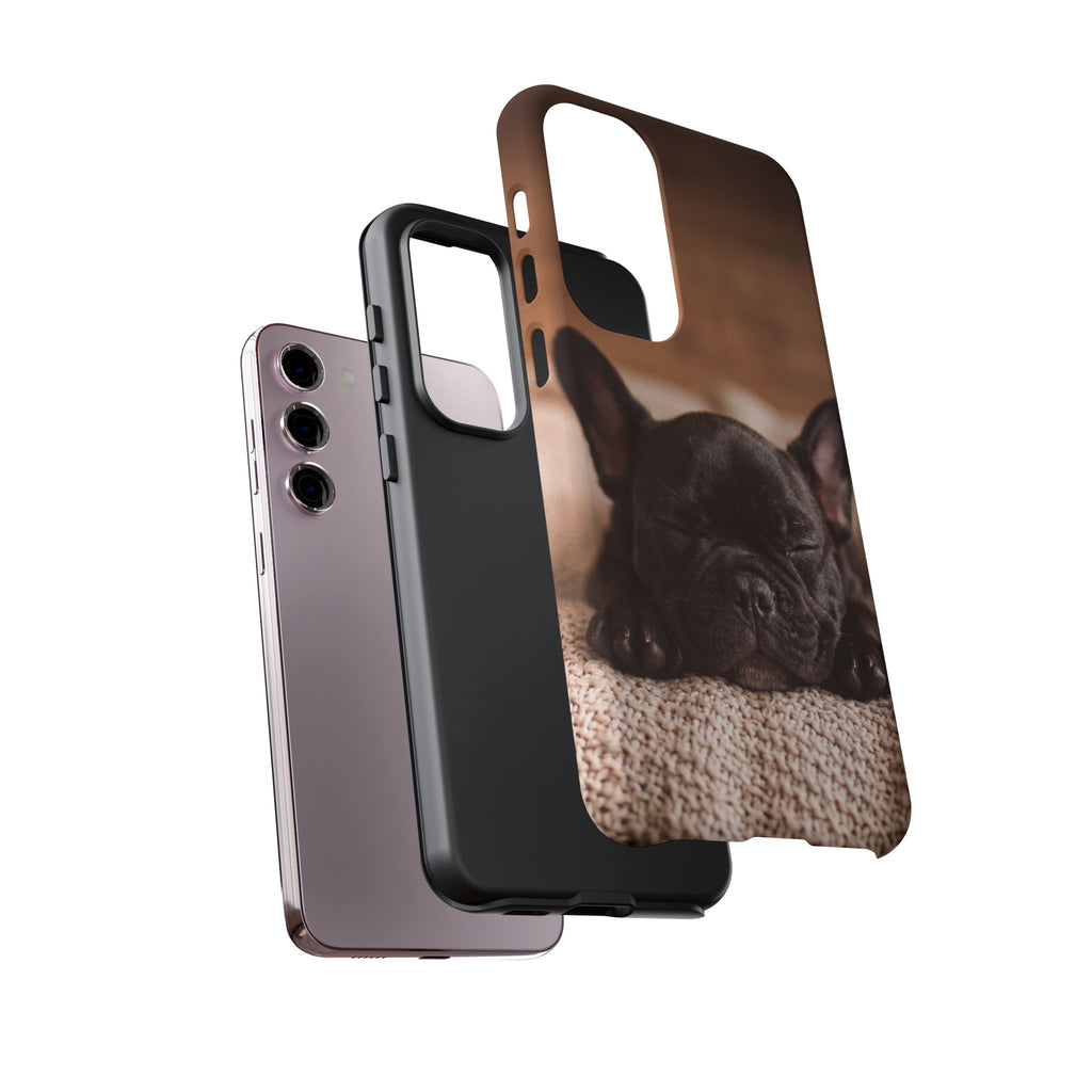 Sleeping French Bulldog Phone Case | Cozy Frenchie Resting on Blanket | iPhone & Samsung