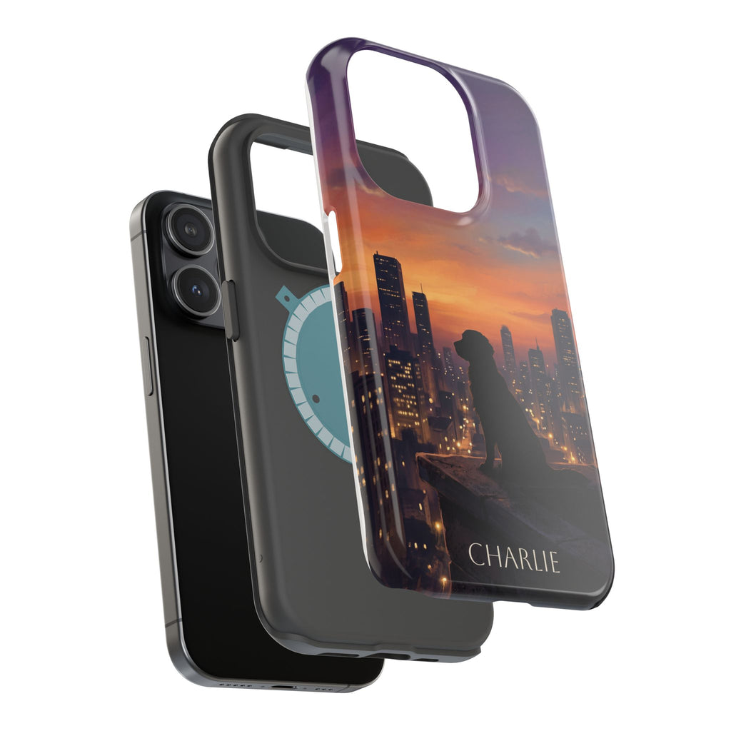 Personalized Golden Retriever City Skyline Phone Case — Wireless Charging Cover