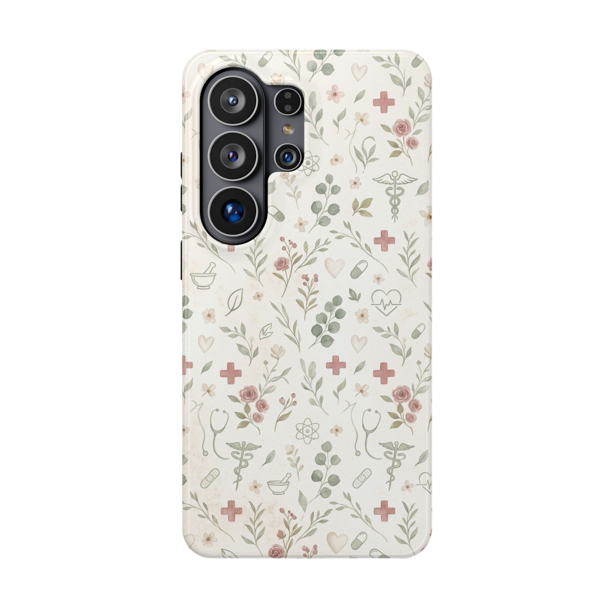Floral Nurse Phone Case — Impact-Resistant Wireless Charging Cover