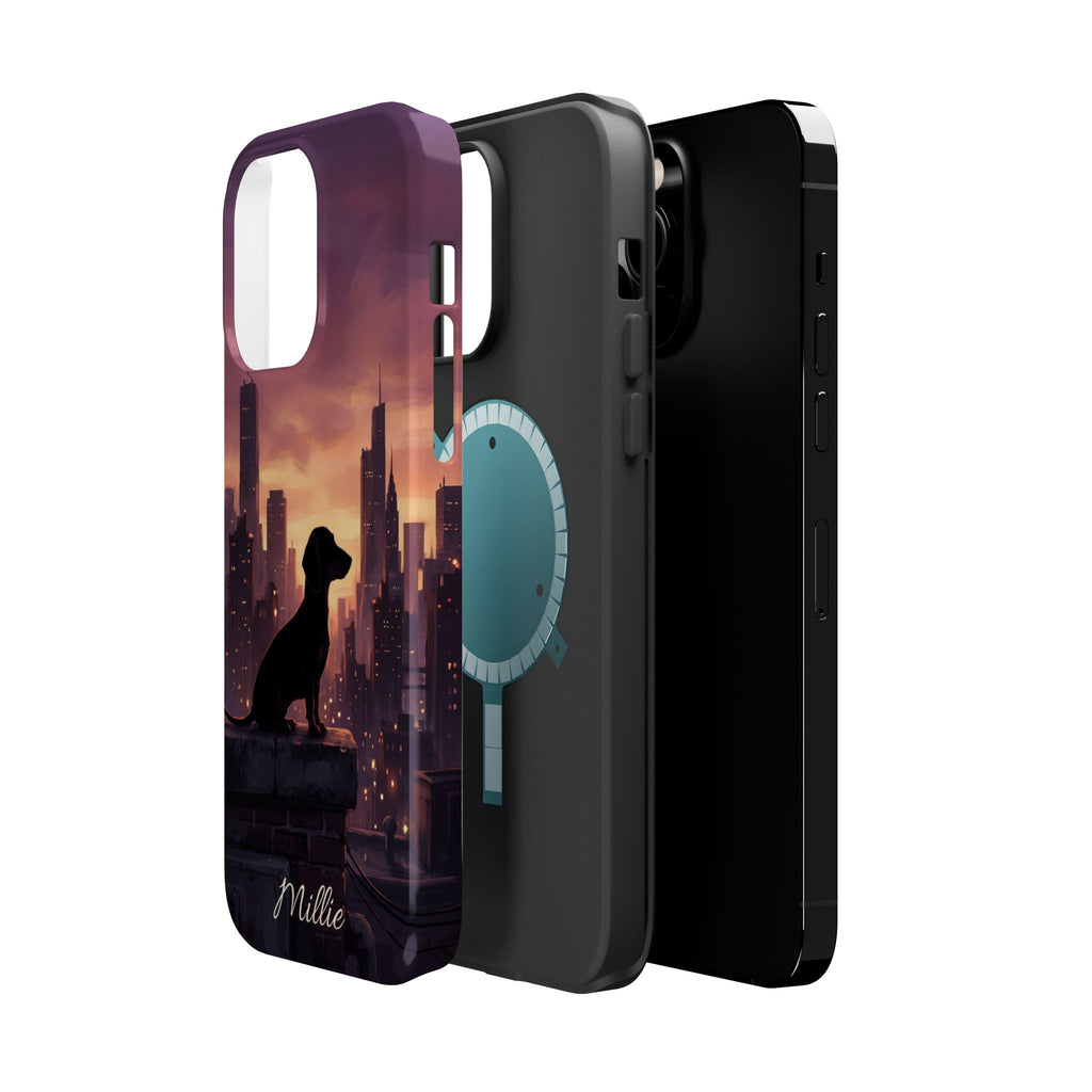 Personalized Dachshund City Skyline Phone Case — Wireless Charging Cover