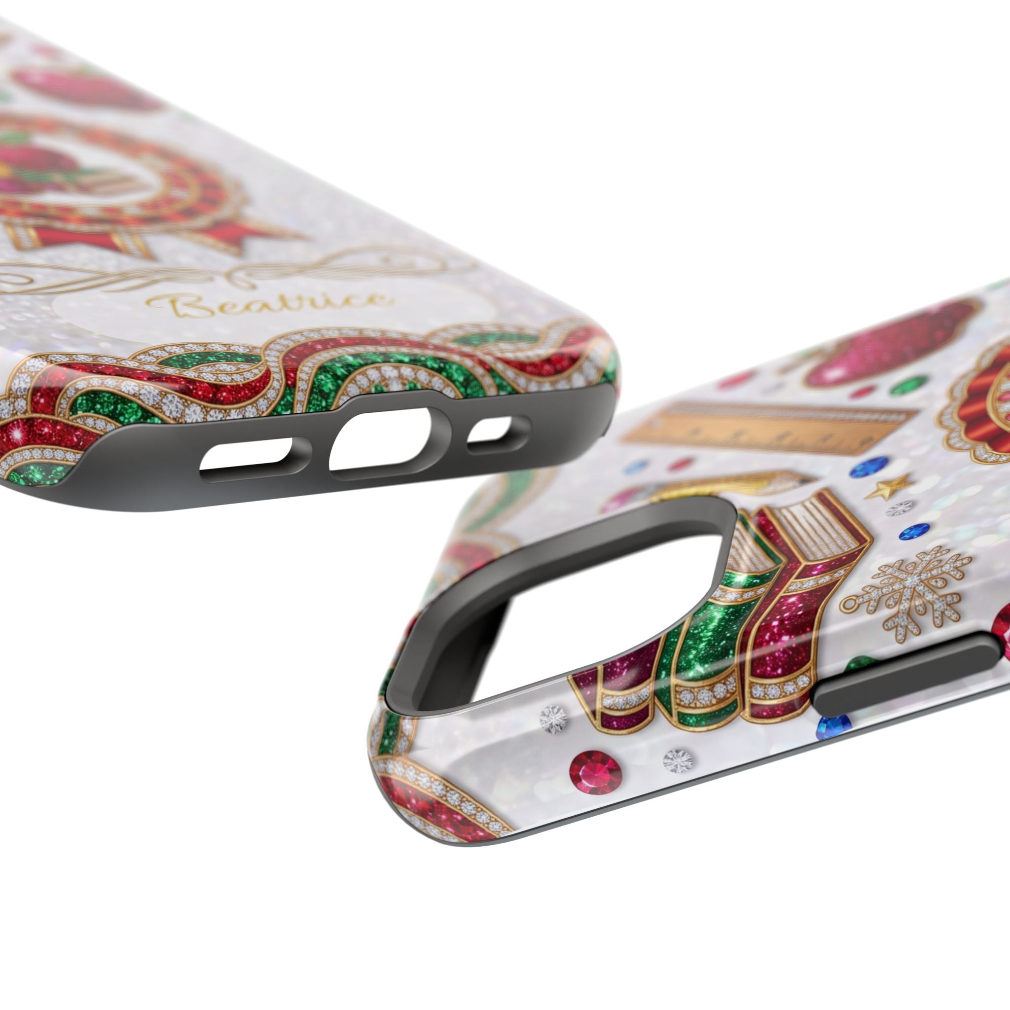 Jeweled Apple Medallion Personalized Teacher Phone Case — Wireless Charging Cover