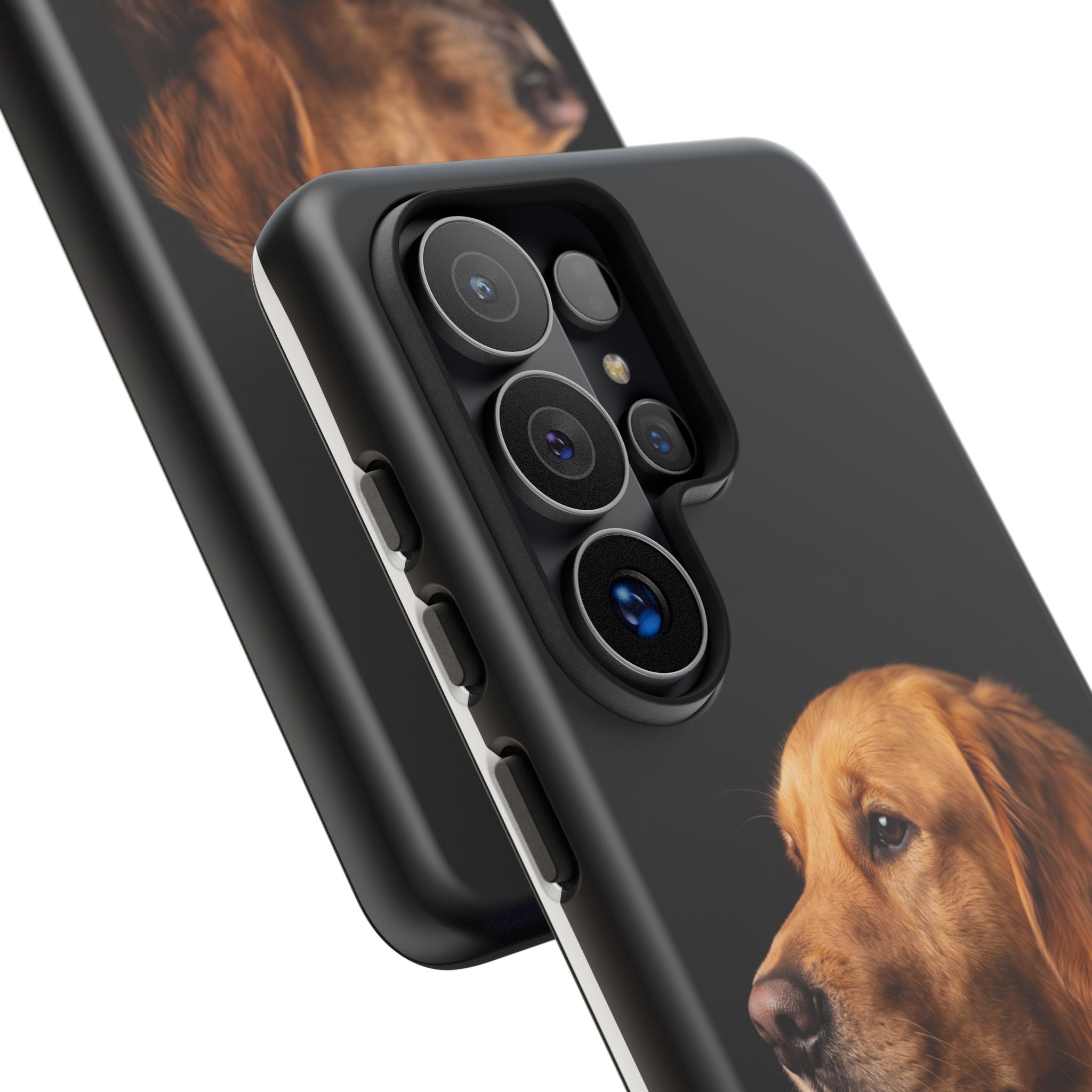 Golden Retriever Portrait Phone Case | Realistic Dog Photo on Black Background | iPhone & Samsung