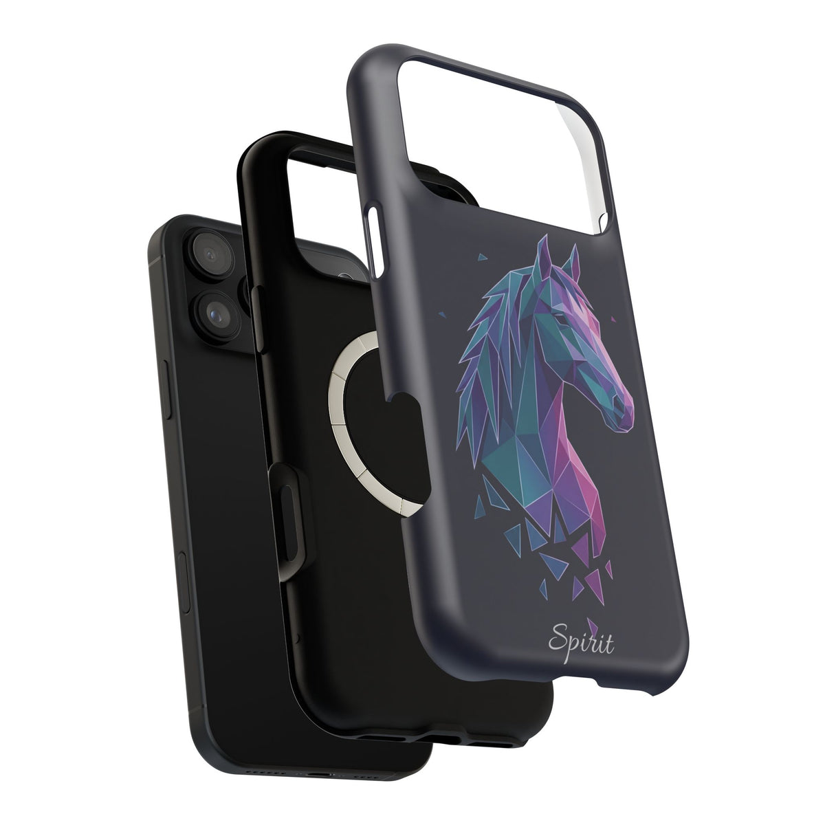 Personalized Geometric Horse Phone Case — Tough Magnetic Case with Wireless Charging