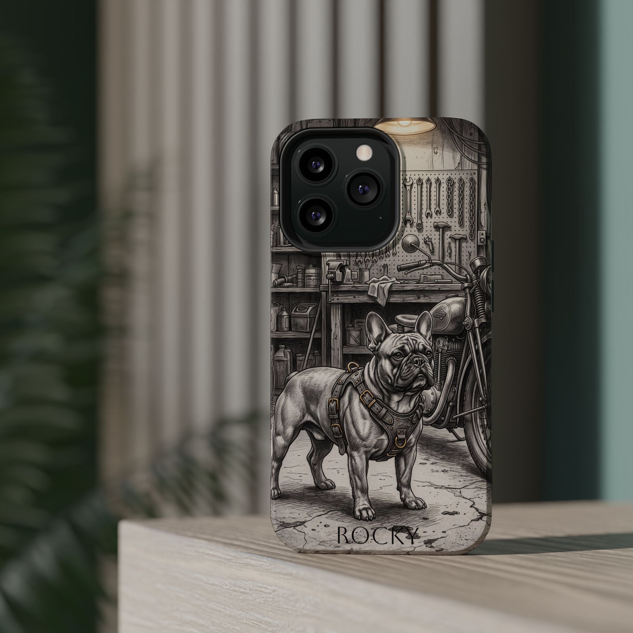 Personalized French Bulldog Vintage Street Phone Case — Wireless Charging Cover