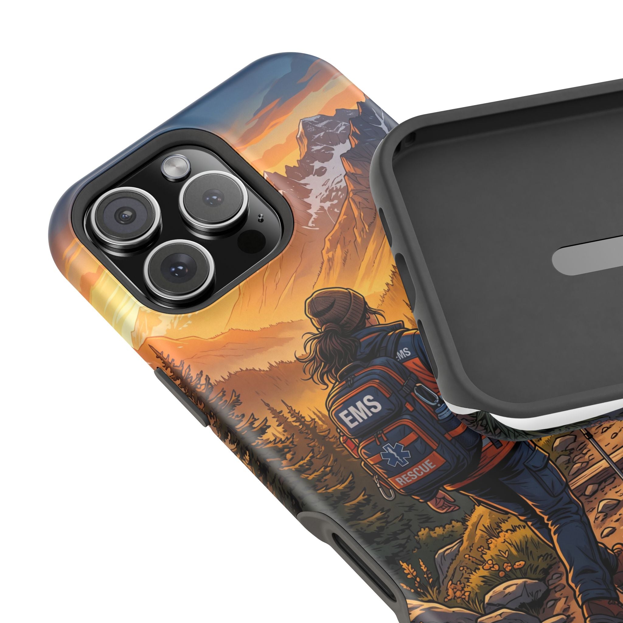 Paramedic/EMT Mountain Phone Case — Magnetic Wireless Charging Cover