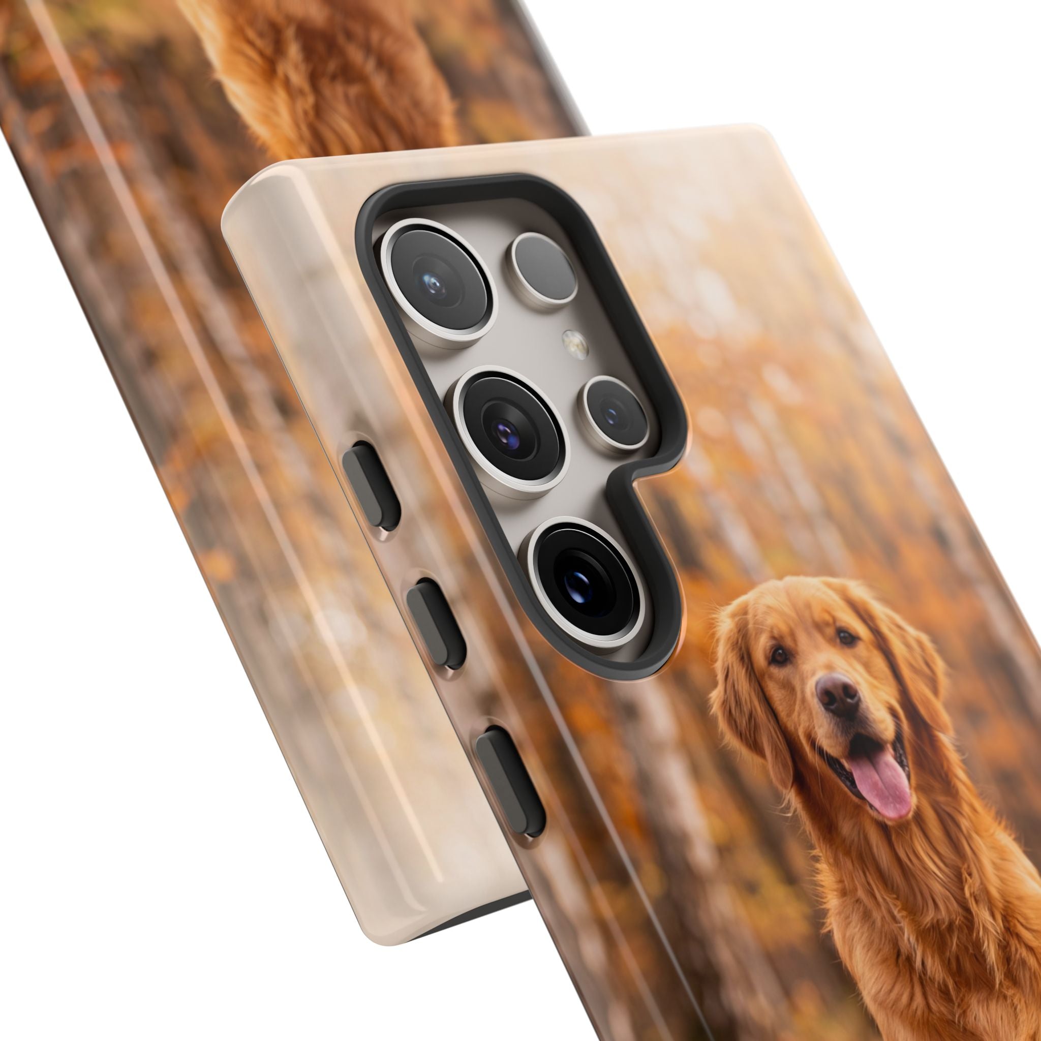 Golden Retriever Autumn Forest Phone Case | Happy Dog in Fall Foliage | Samsung & iPhone