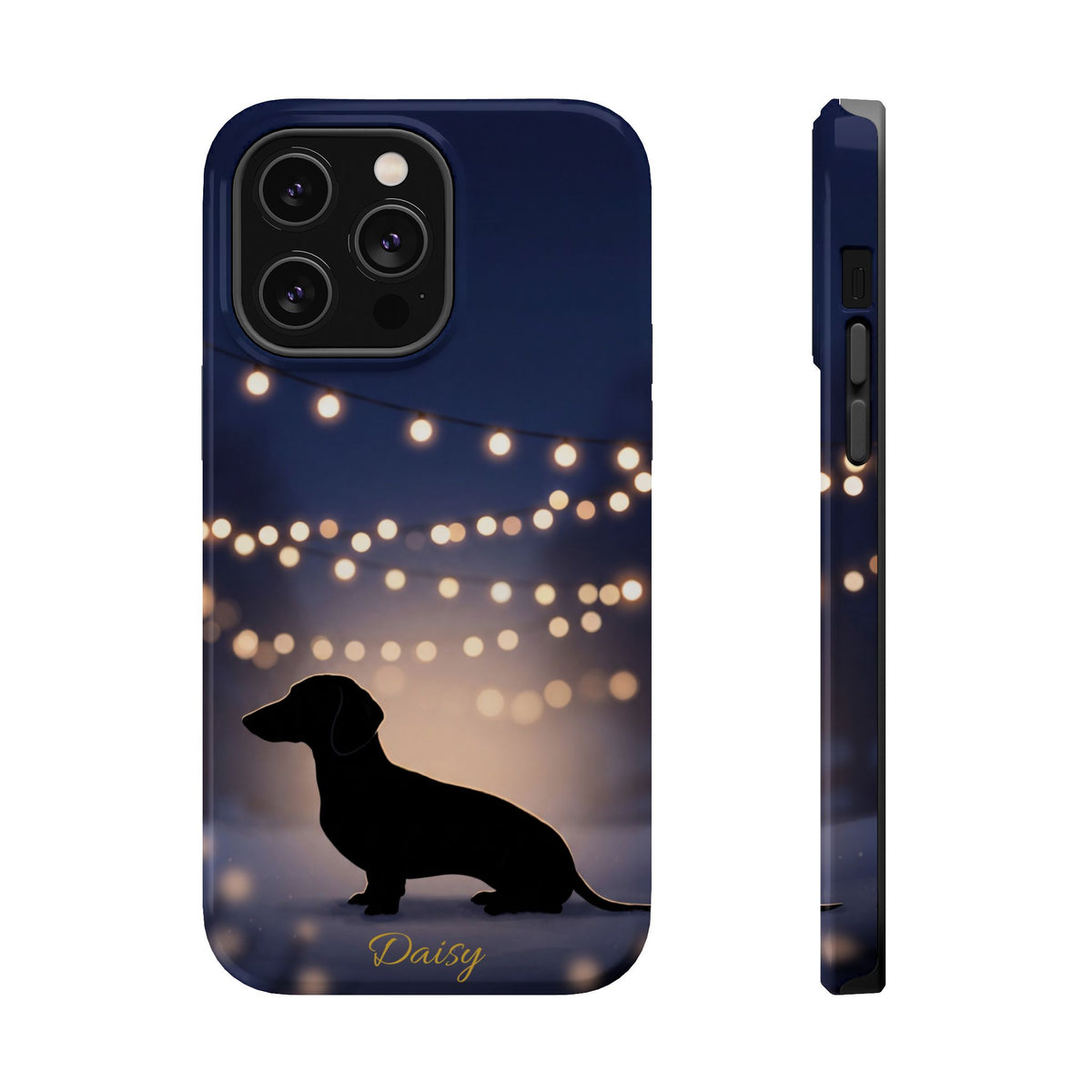 Personalized Dachshund Fairy Lights Phone Case — Wireless Charging Cover