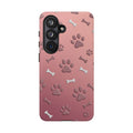 iPhone & Samsung Phone Case | Paw Print & Bone  | Dusty Rose Pattern Case for Frenchie Lovers
