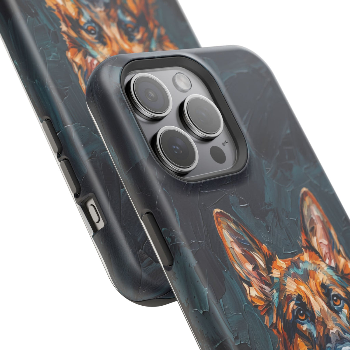 German Shepherd Phone Case | Palette Knife Painting Art — Tough Magnetic Case with Wireless Charging