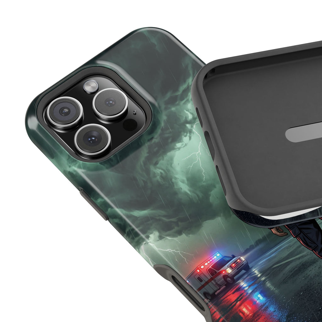Female Paramedic Green Storm Phone Case — Magnetic Wireless Charging Cover