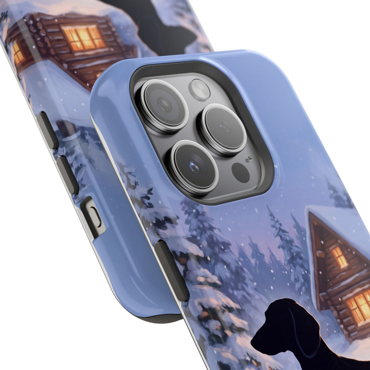 Personalized Dachshund Winter Cabin Phone Case — Wireless Charging Cover