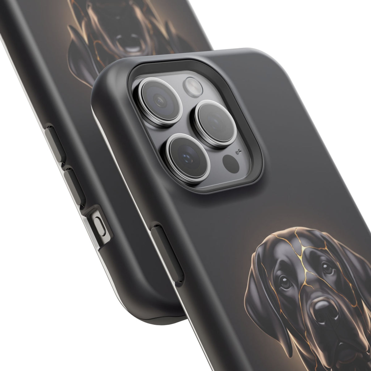 Personalized Obsidian Kintsugi Labrador Phone Case — Tough Magnetic Case with Wireless Charging
