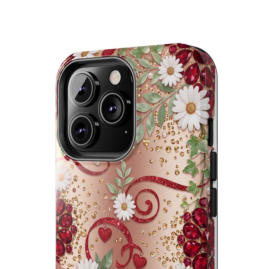Personalized Teacher Phone Case — Custom Name and Message - Floral Jeweled Design