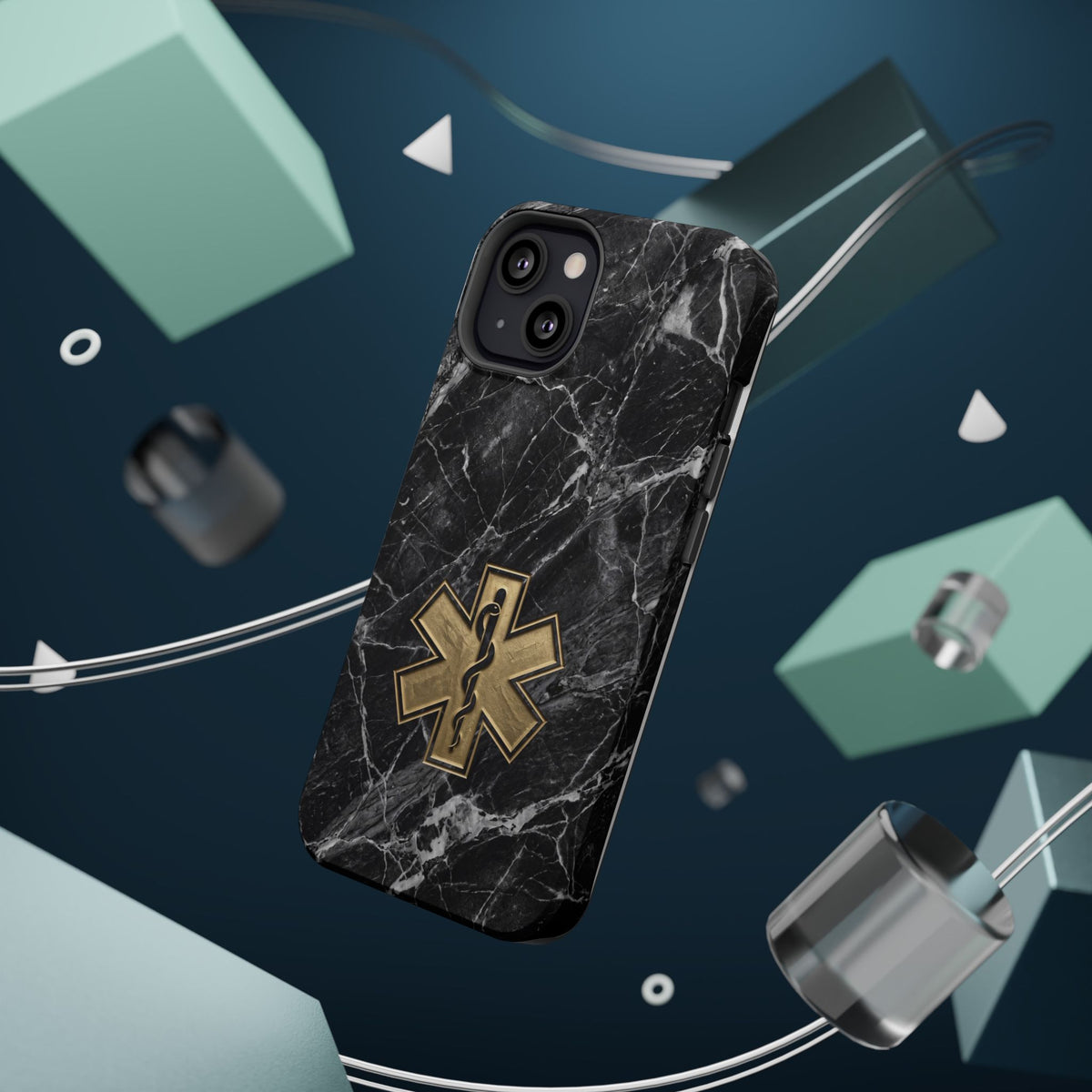Paramedic/EMT Marble Phone Case — Magnetic Wireless Charging Cover