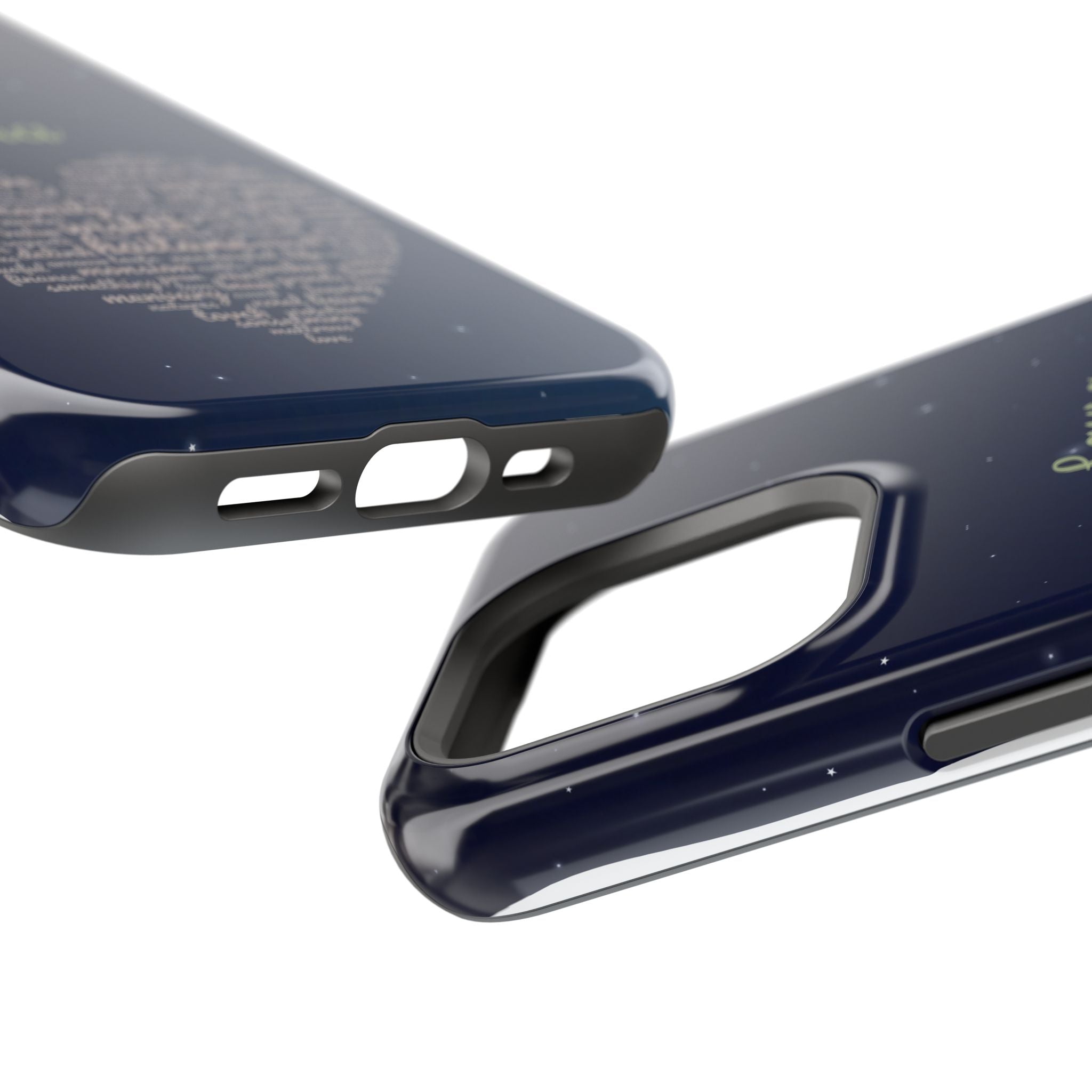 Personalized Teacher Heart Word Art Phone Case — Navy Wireless Charging Cover