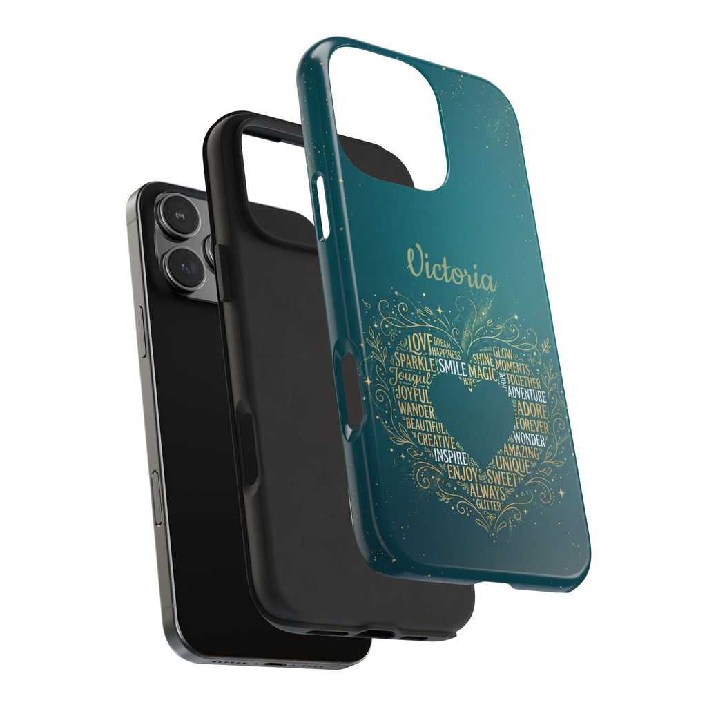 Personalized Teacher Phone Case — Custom Name Heart Word Art Design