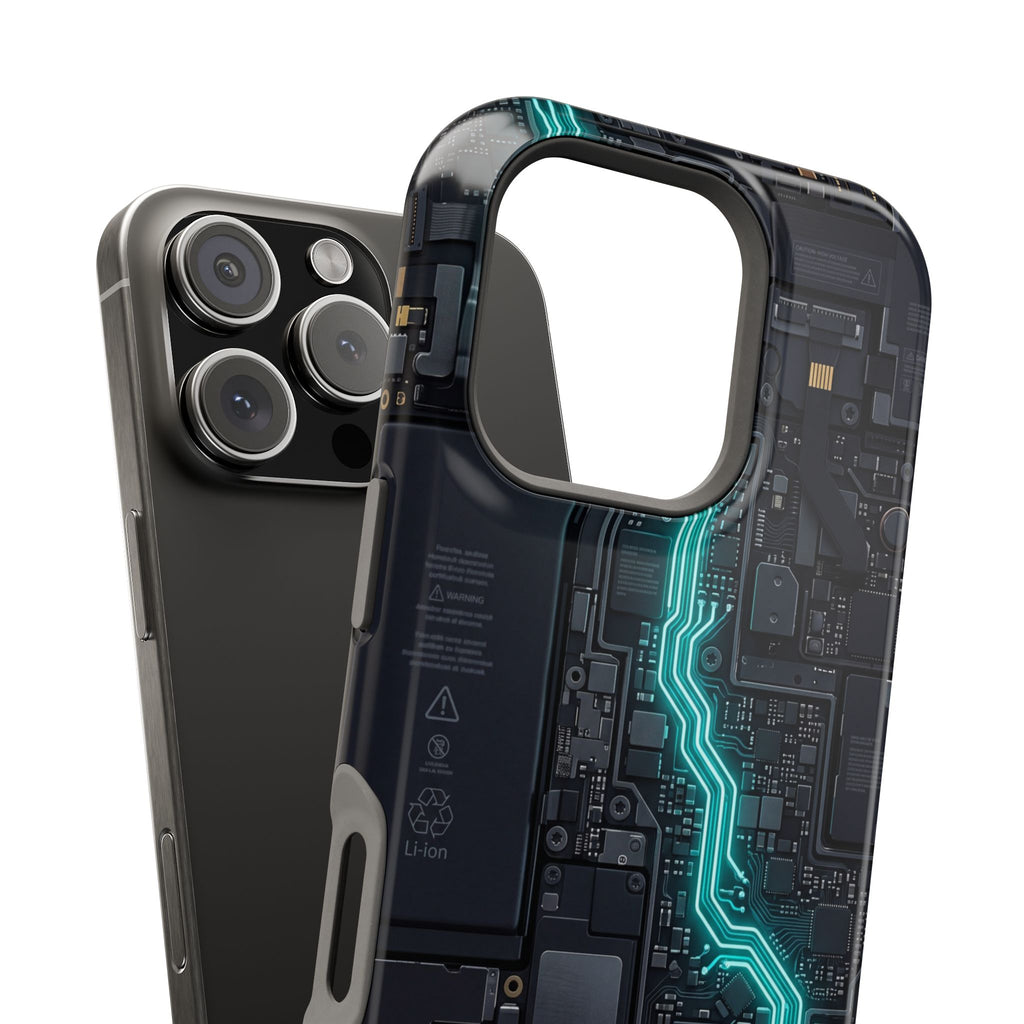 Cyan Bolt Electrician Phone Case — Electric Circuit Wireless Charging Cover