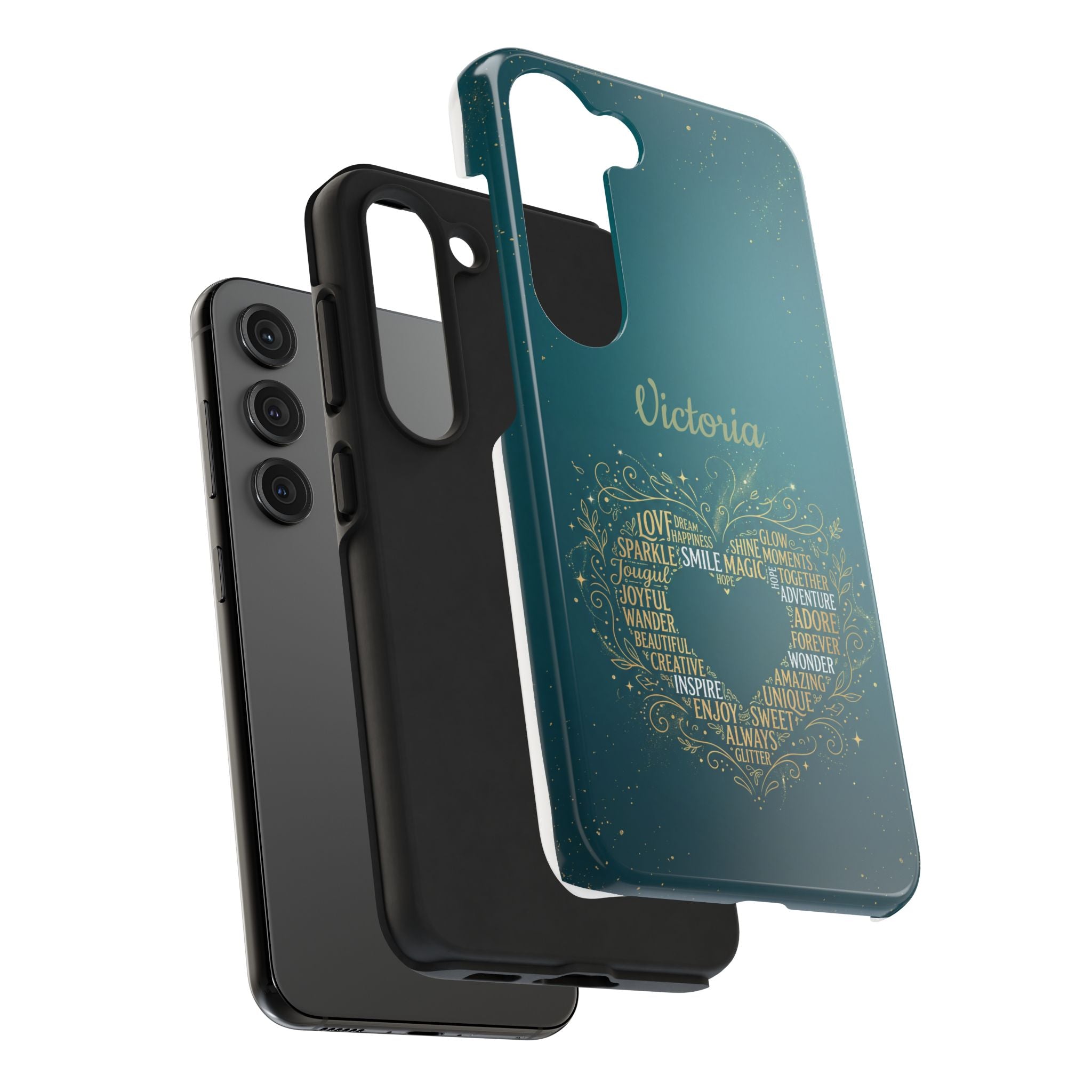 Personalized Teacher Phone Case — Custom Name Heart Word Art Design