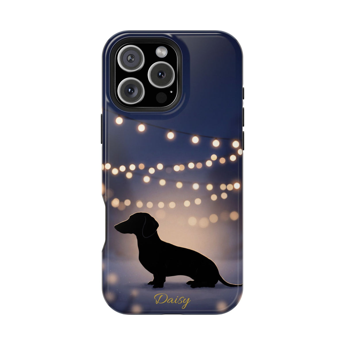 Personalized Dachshund Fairy Lights Phone Case — Wireless Charging Cover