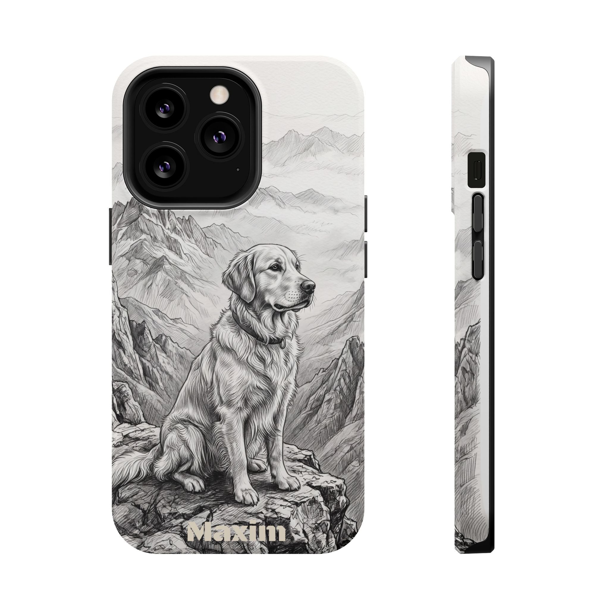 Personalized Golden Retriever Mountain Peak Phone Case — Wireless Charging Cover